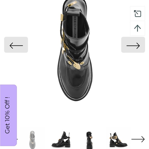 ISO Black Cutout Moto Boots with gold buckles - Picture 4 of 6